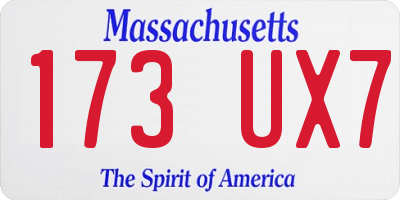 MA license plate 173UX7