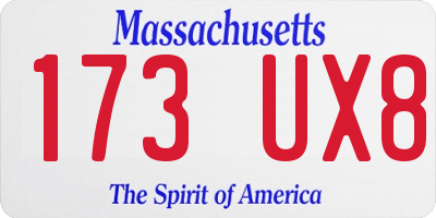 MA license plate 173UX8