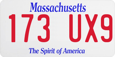 MA license plate 173UX9