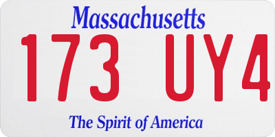 MA license plate 173UY4