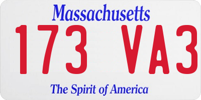 MA license plate 173VA3