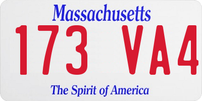 MA license plate 173VA4