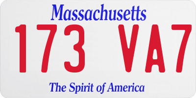 MA license plate 173VA7