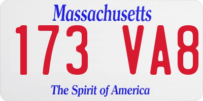 MA license plate 173VA8