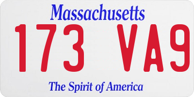 MA license plate 173VA9