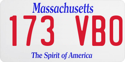 MA license plate 173VB0