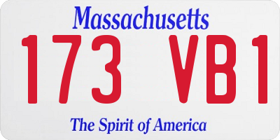MA license plate 173VB1