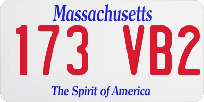 MA license plate 173VB2