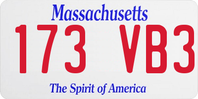 MA license plate 173VB3