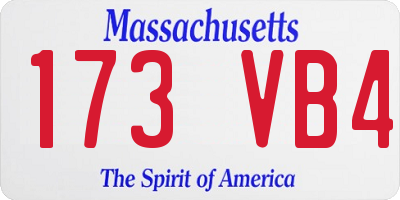 MA license plate 173VB4