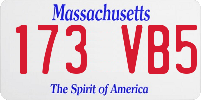 MA license plate 173VB5