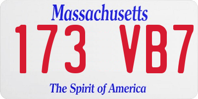 MA license plate 173VB7