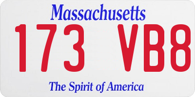 MA license plate 173VB8