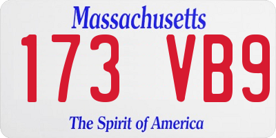 MA license plate 173VB9