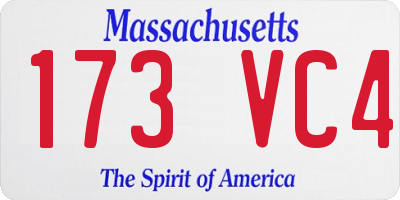 MA license plate 173VC4