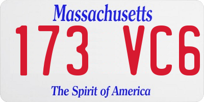 MA license plate 173VC6