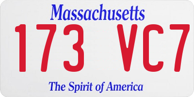 MA license plate 173VC7