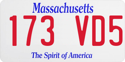 MA license plate 173VD5