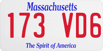 MA license plate 173VD6