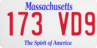 MA license plate 173VD9