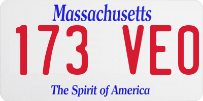 MA license plate 173VE0