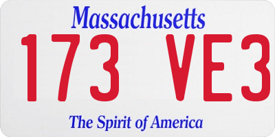 MA license plate 173VE3