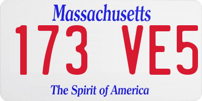 MA license plate 173VE5