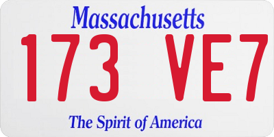 MA license plate 173VE7