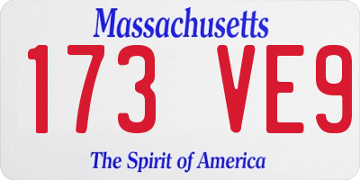 MA license plate 173VE9