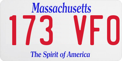 MA license plate 173VF0