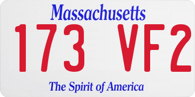 MA license plate 173VF2