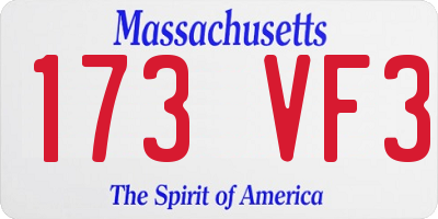 MA license plate 173VF3