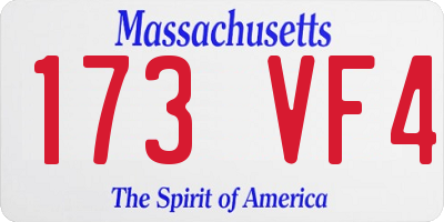 MA license plate 173VF4