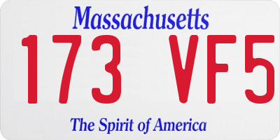 MA license plate 173VF5