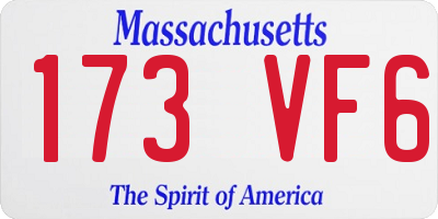 MA license plate 173VF6