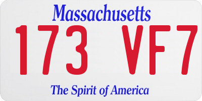 MA license plate 173VF7
