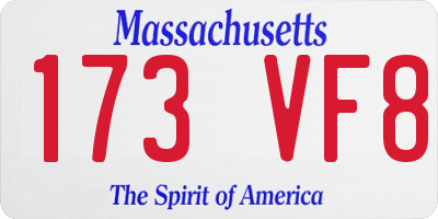 MA license plate 173VF8