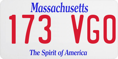 MA license plate 173VG0