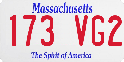 MA license plate 173VG2