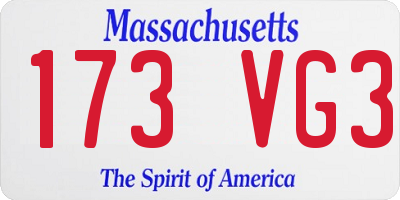 MA license plate 173VG3