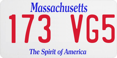 MA license plate 173VG5
