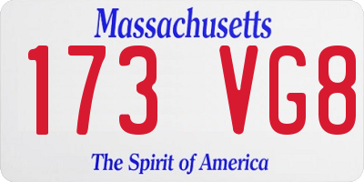 MA license plate 173VG8