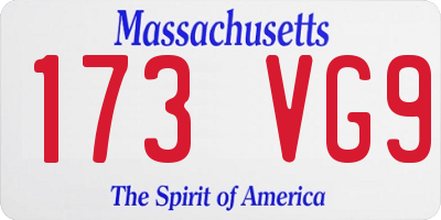 MA license plate 173VG9