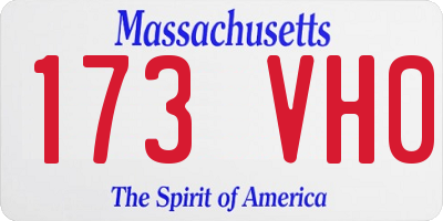 MA license plate 173VH0