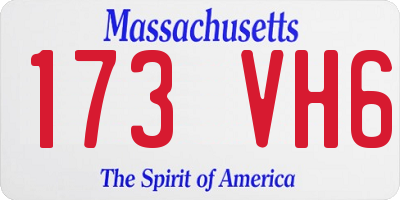 MA license plate 173VH6