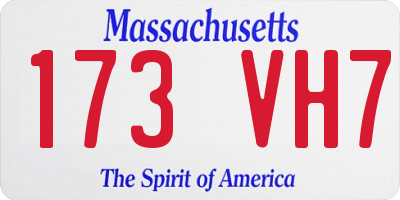 MA license plate 173VH7