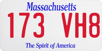 MA license plate 173VH8