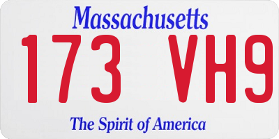 MA license plate 173VH9