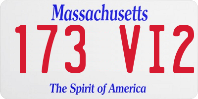 MA license plate 173VI2