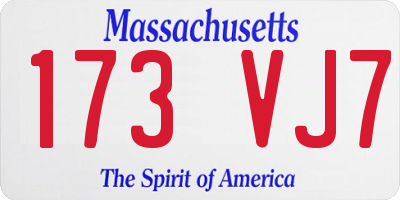 MA license plate 173VJ7